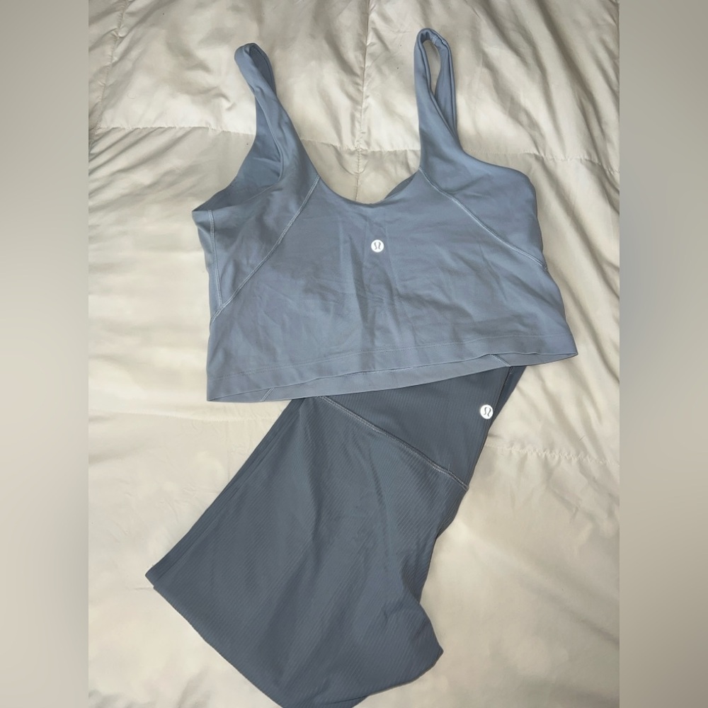 Lululemon Athletica Light Blue Sports Bra and Leggings Set